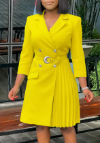 Women Pleated Patchwork Suit Dress Women Pleated Patchwork Suit Dress