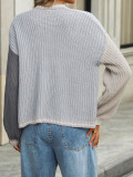 Women Chic Loose Patchwork Knitting Cardigan Sweater