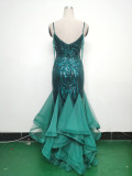 Sequin Patchwork Mesh Luxury Evening Dress