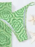 Women Summer Halter Neck Solid Two Pieces Swimwear