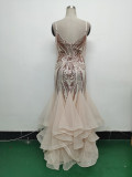 Sequin Patchwork Mesh Luxury Evening Dress