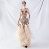 Sequin Patchwork Mesh Luxury Evening Dress