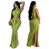 Women's Solid Color Sexy Side Slit Sleeveless Fashion Dress