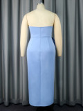 Women Formal Party Sleeveless Sexy Floral Strapless Maxi Dress