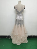Sequin Patchwork Mesh Luxury Evening Dress