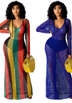 Women's Hollow See-Through Mesh Hooded Nightclub Dress