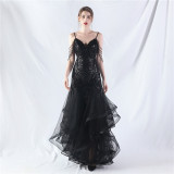 Sequin Patchwork Mesh Luxury Evening Dress