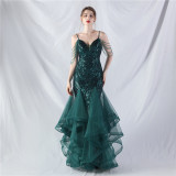 Sequin Patchwork Mesh Luxury Evening Dress