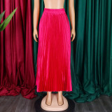 Women's Plus Size Mid-High Waist Pleated Long Skirt