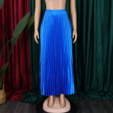 Women's Plus Size Mid-High Waist Pleated Long Skirt