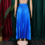 Women's Plus Size Mid-High Waist Pleated Long Skirt