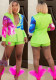 Fashion Women's Sexy Printed Blazer Shorts Two Piece Set
