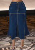 Plus Size Women's Denim Casual Long Skirt