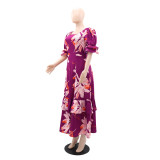 Romantic Chic Women's Square Neck Slim Waist Pocket Ruffle A-Line Dress
