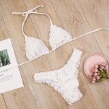 Women Velvet Bikini Solid Sexy Swimsuit Two Pieces