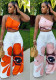 Printed One-Shoulder Top Slim Wide-Leg Pants Two-Piece Set