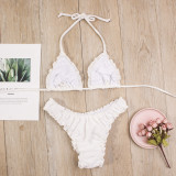 Women Velvet Bikini Solid Sexy Swimsuit Two Pieces