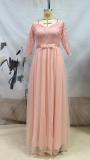 Sexy Lacemesh Half-Sleeve Wedding Party Evening Dress