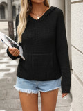 Women Autumn Winter Pullover Hooded Knitting Shirt Pocket Long Sleeve Five-Pointed Star Sweater