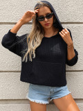 Women Autumn Winter Pullover Hooded Knitting Shirt Pocket Long Sleeve Five-Pointed Star Sweater