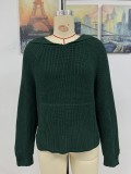 Women Autumn Winter Pullover Hooded Knitting Shirt Pocket Long Sleeve Five-Pointed Star Sweater