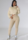 Women hooded loose long-sleeved top and long pants sports two-piece set