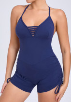 Summer Hollow Tank Side Drawstring Yoga Jumpsuit Women's Fitness Tight Fitting Sports Playsuit Summer Hollow Tank Side Drawstring Yoga Jumpsuit Women's Fitness Tight Fitting Sports Playsuit