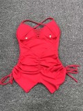 Summer Hollow Tank Side Drawstring Yoga Jumpsuit Women's Fitness Tight Fitting Sports Playsuit