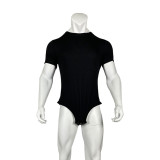 Short Sleeve Round Neck Tight Fitting Men's Bodysuit