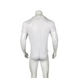 Short Sleeve Round Neck Tight Fitting Men's Bodysuit