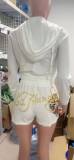 Women fashion print Hoodies and Shorts two piece set