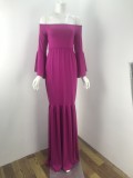 solid color off shoulder Maternity evening dress