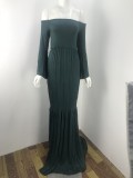 solid color off shoulder Maternity evening dress