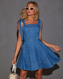 Spring Summer Chic Fashion Strap Denim Women's Dress