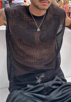 Summer Men's Sexy Mesh Round Neck Tank Loose Casual Sleeveless See-Through Vest Summer Men's Sexy Mesh Round Neck Tank Loose Casual Sleeveless See-Through Vest