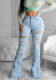 Fall Women Popular Ripped Tassel Bell Bottom Jeans Pants