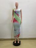 Women Summer Sexy Mesh Slash Shoulder Bodycon Dress
