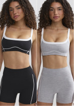 Women contrast color yoga tank top shorts fitness two-piece suit Women contrast color yoga tank top shorts fitness two-piece suit