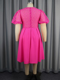 Women Elegant Lace Patchwork Hollow Party Dresses