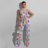 Women printed Casual striped jumpsuit