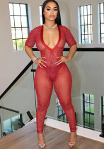 Women's Fashion Sexy Transparent V-Neck Jumpsuit Women's Fashion Sexy Transparent V-Neck Jumpsuit