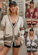 Women's Autumn winter knitting jacket v-neck Plus Size color matching cardigan sweater for women