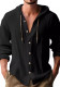 Spring autumn men's hooded T-shirt solid color linen Casual long-sleeved top