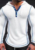 Casual fashion Men's waffle button hooded long sleeve T-shirt top Casual fashion Men's waffle button hooded long sleeve T-shirt top