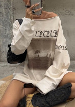 Women American Street Casual Loose Round Neck Top