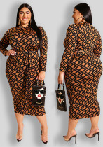 Printed Tight Fitting Women's Bodycon Plus Size Dress