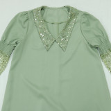 Women Muslim Sequin Beaded Patchwork Long Dress