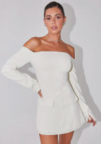 Summer Fashion Chic Slim Fit Off Shoulder Long Sleeve Bodycon Dress Summer Fashion Chic Slim Fit Off Shoulder Long Sleeve Bodycon Dress