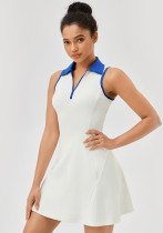 Turndown Collar One-Piece Tennis Dress For Women Quick Drying Breathable Slim Waist Contrast Color Sports Casual Fitness Dress Turndown Collar One-Piece Tennis Dress For Women Quick Drying Breathable Slim Waist Contrast Color Sports Casual Fitness Dress
