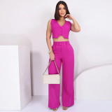 Women Summer Casual Sleeveless Top and Pant Two-piece Set